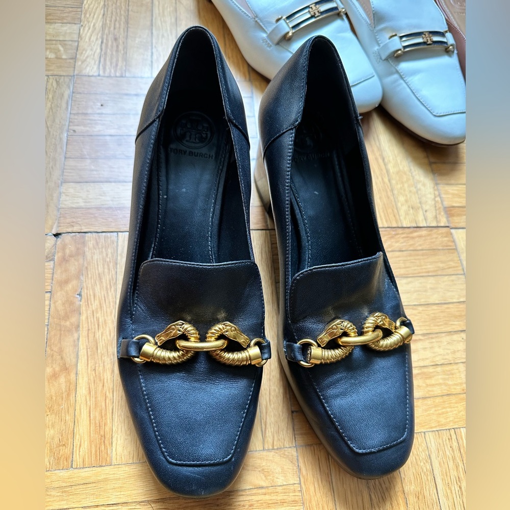 Tory Burch Black Jessa Heeled Loafer Sz 8